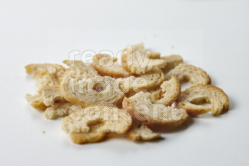 Assorted snacks on white background