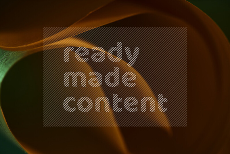 فن تجريدي يعرض منحنيات وتدرجات اللون الأخضر والبرتقالي مكونه بضوء ملون