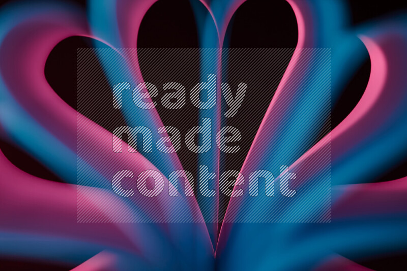 An abstract art piece displaying smooth curves in blue and pink gradients created by colored light