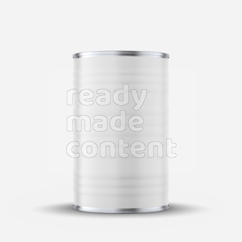 Glossy metallic tin can mockup with white blank label isolated on white background 3d rendering