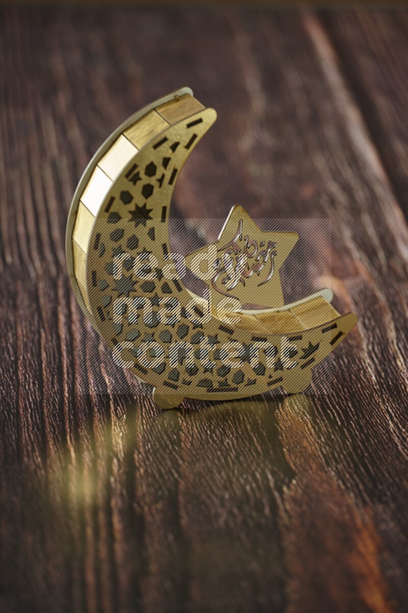 A lantern placed on a wooden background