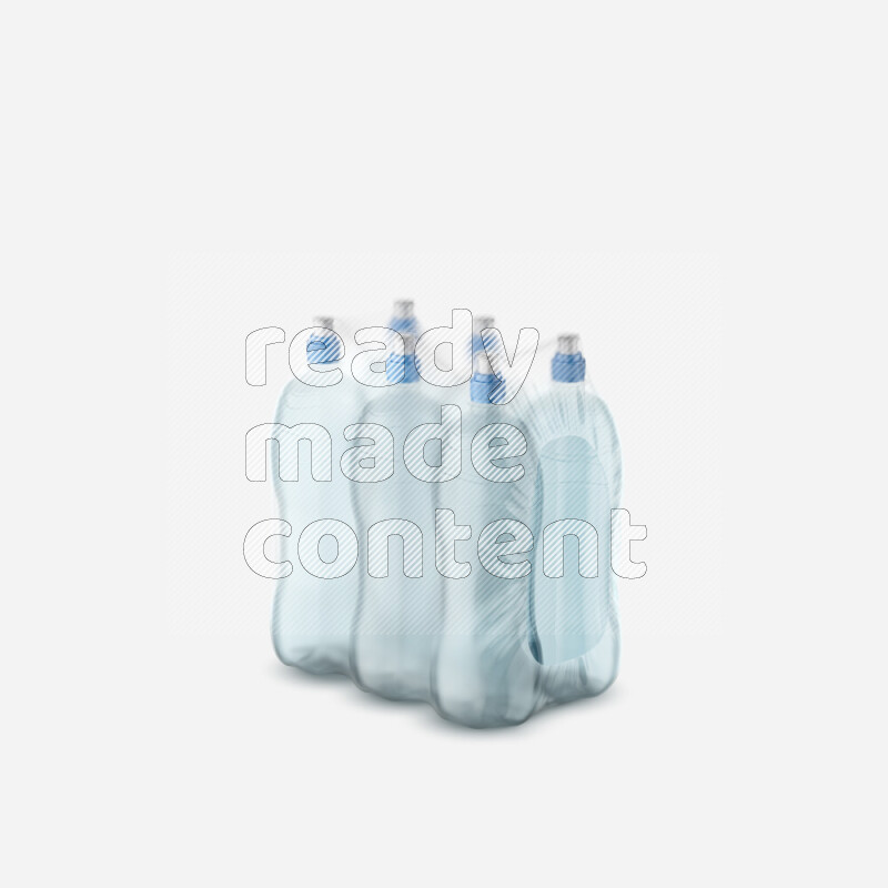 Plastic water bottles mockup wrapped isolated on white background 3d rendering
