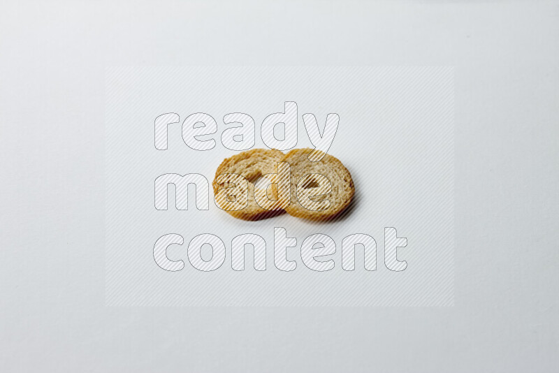 Assorted snacks on white background