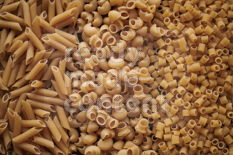 3 types of pasta filling the frame