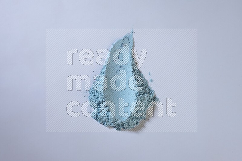 Blue powder smears on white background