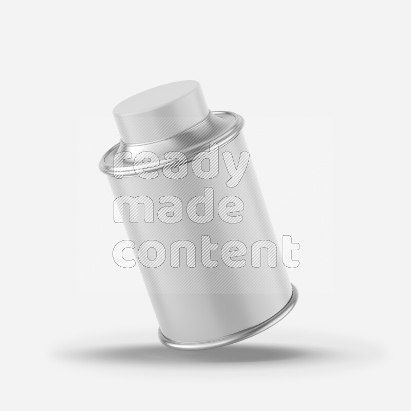 Metal tin bottle mockup with label and cap isolated on white background 3d rendering