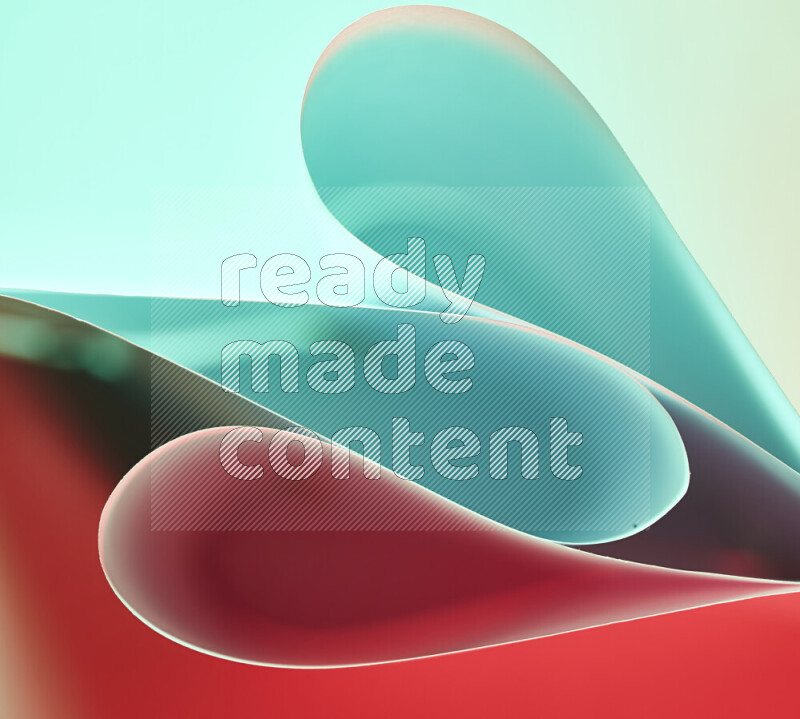 An abstract art of paper folded into smooth curves in green and red gradients