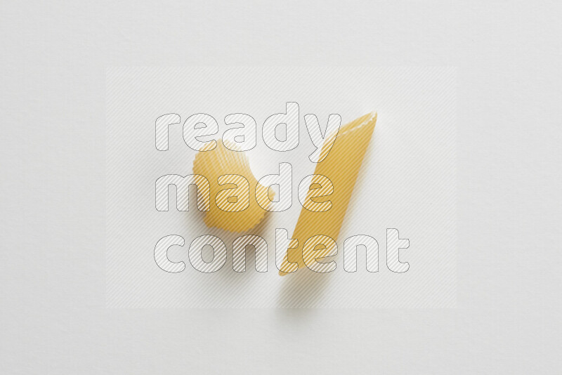 Different pasta types on white background