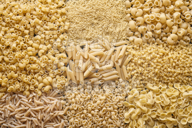 9 types of pasta filling the frame
