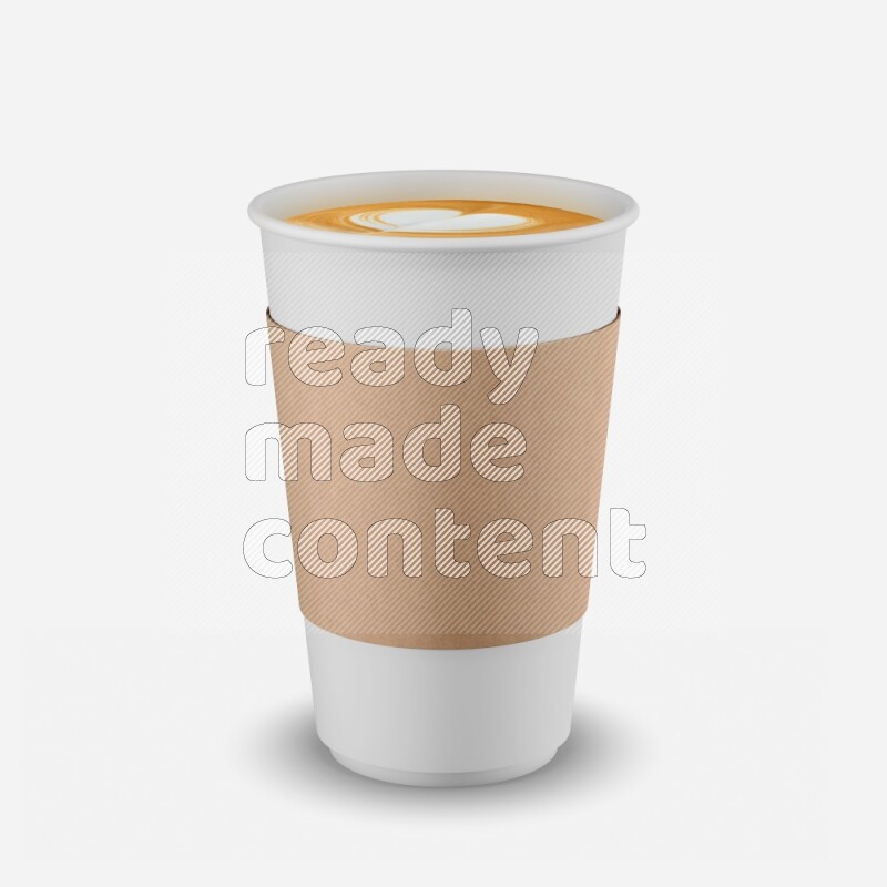 Matte paper cup mockup with holder isolated on white background 3d rendering
