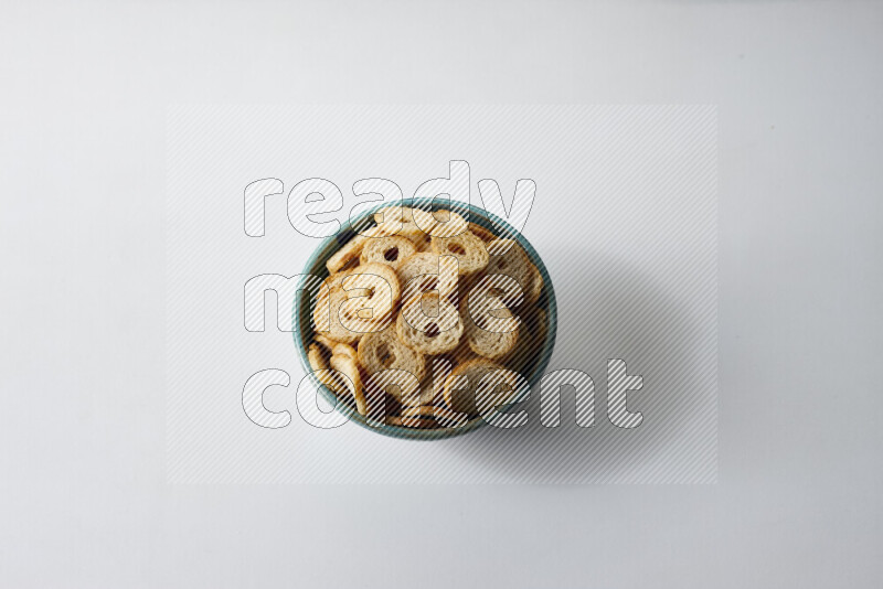 Assorted snacks on white background