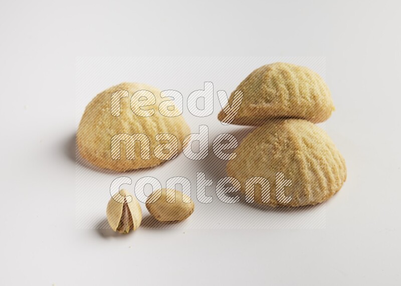 Three Pieces of Maamoul direct on white background