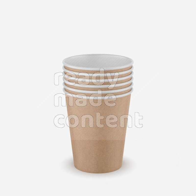 Set of matte paper cups mockup isolated on white background 3d rendering