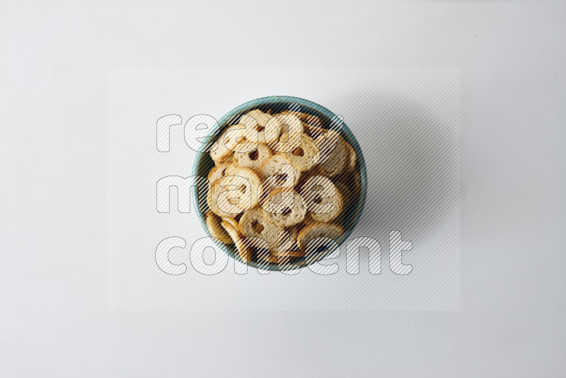 Assorted snacks on white background
