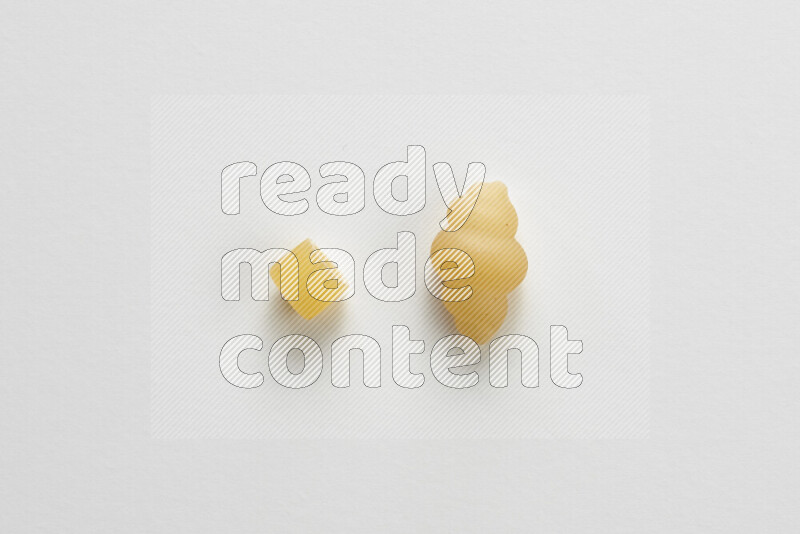 Different pasta types on white background
