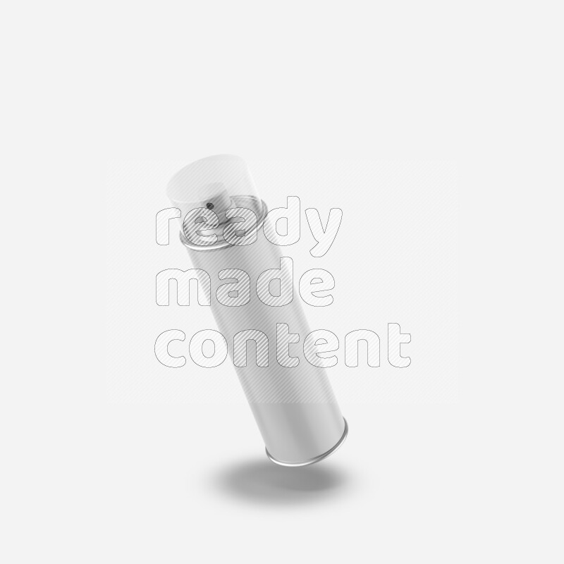 Metal spray bottle mockup with transparent cap and label isolated on white background 3d rendering