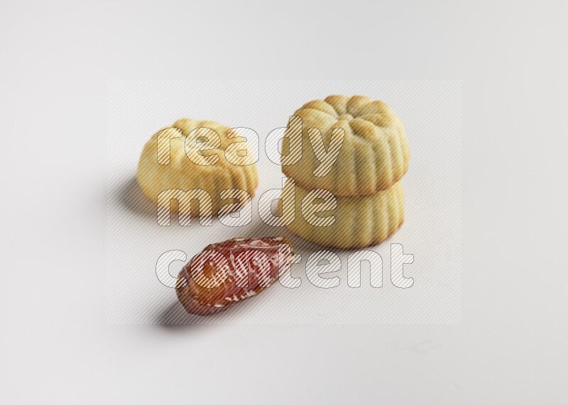 Three Pieces of Maamoul direct on white background