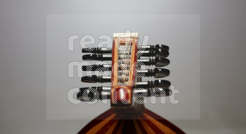 parts of a brown wooden Oud in a gray background