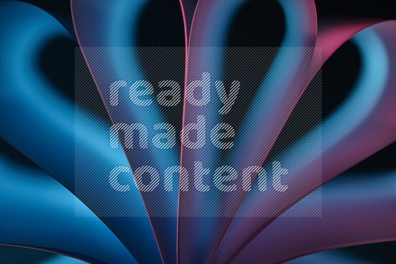 فن تجريدي يعرض منحنيات وتدرجات اللون الأزرق والوردي مكونه بضوء ملون