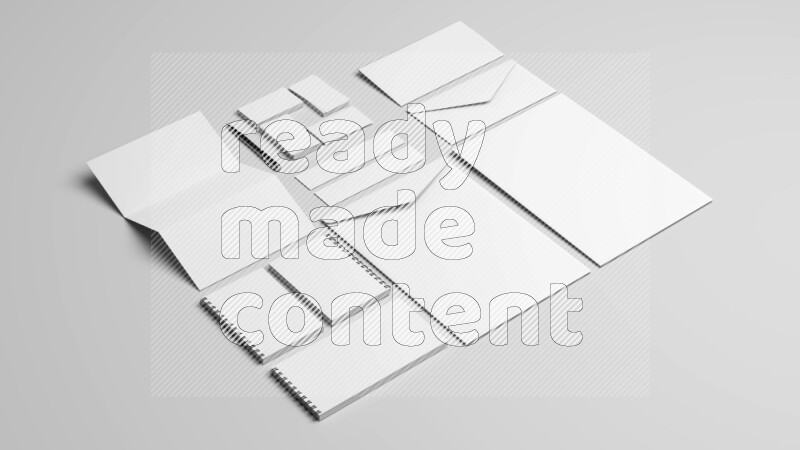 Corporate Stationery Elements, Blank White Textured Brand ID, On White Background