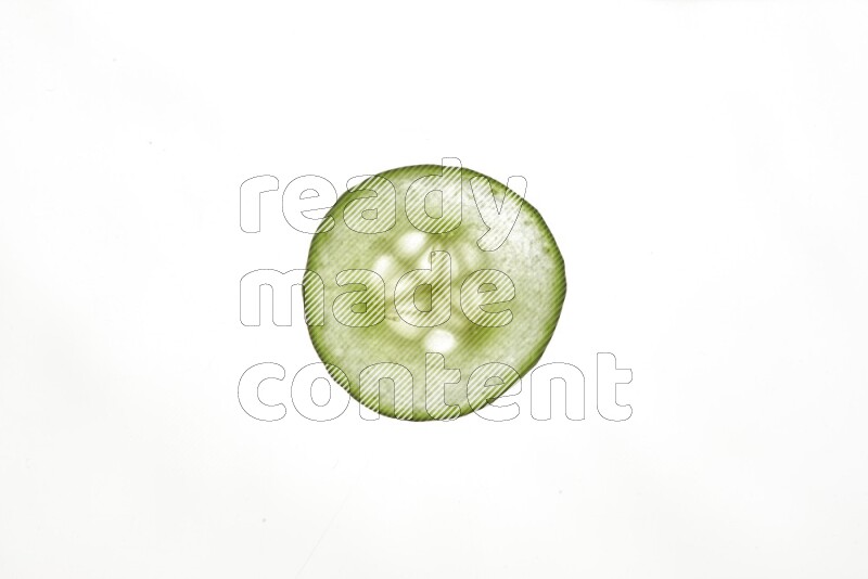 Cucumber slices on illuminated white background