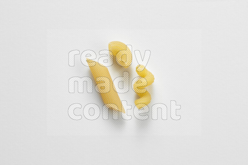 Different pasta types on white background