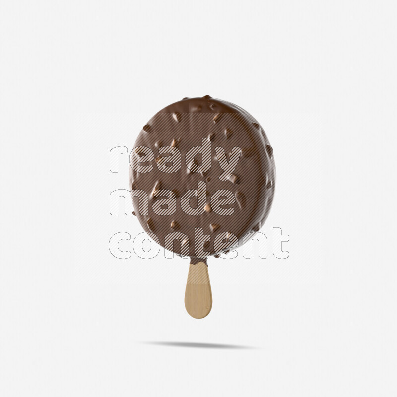 Chocolate ice cream stick mockup isolated on white background 3d rendering