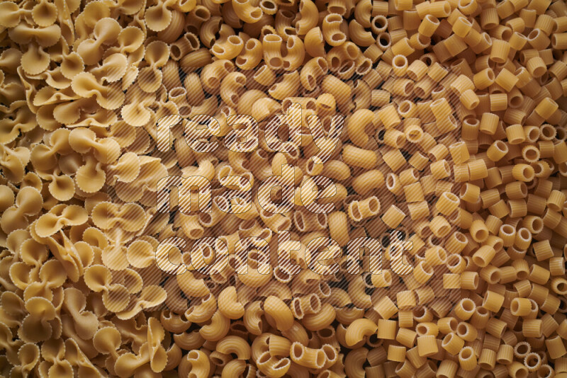 3 types of pasta filling the frame