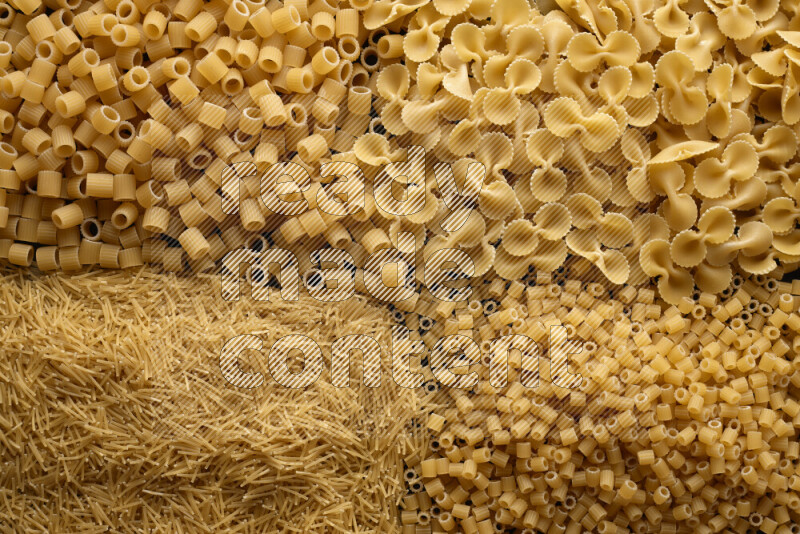 4 types of pasta filling the frame