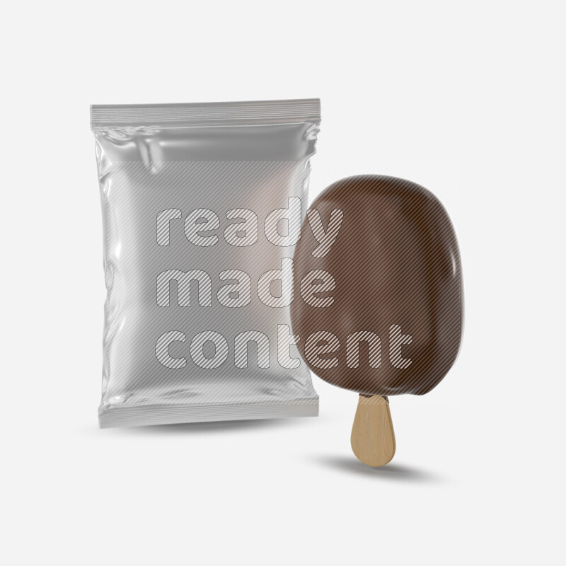 Chocolate ice cream stick mockup isolated on white background 3d rendering