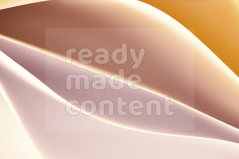 This image showcases an abstract paper art composition with paper curves in white and different warm gradients created by colored light