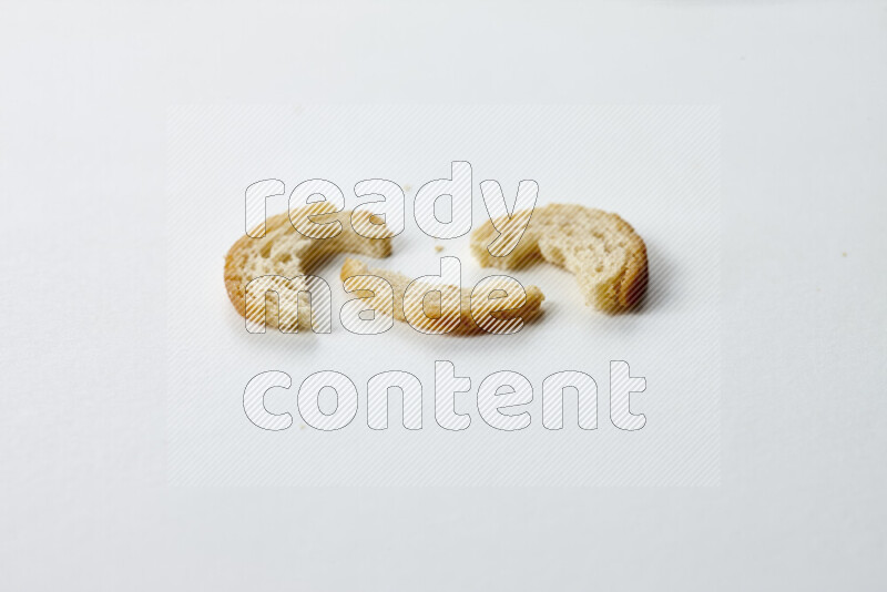 Assorted snacks on white background
