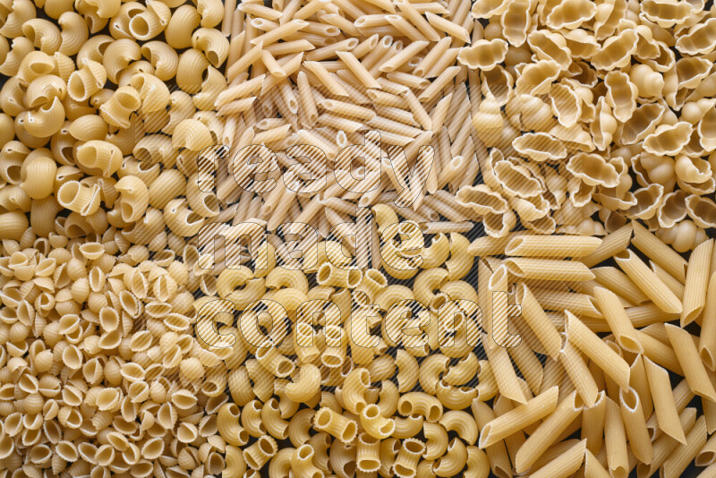 6 types of pasta filling the frame