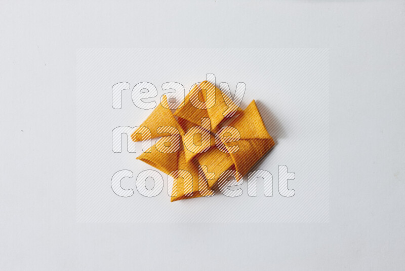Assorted snacks on white background