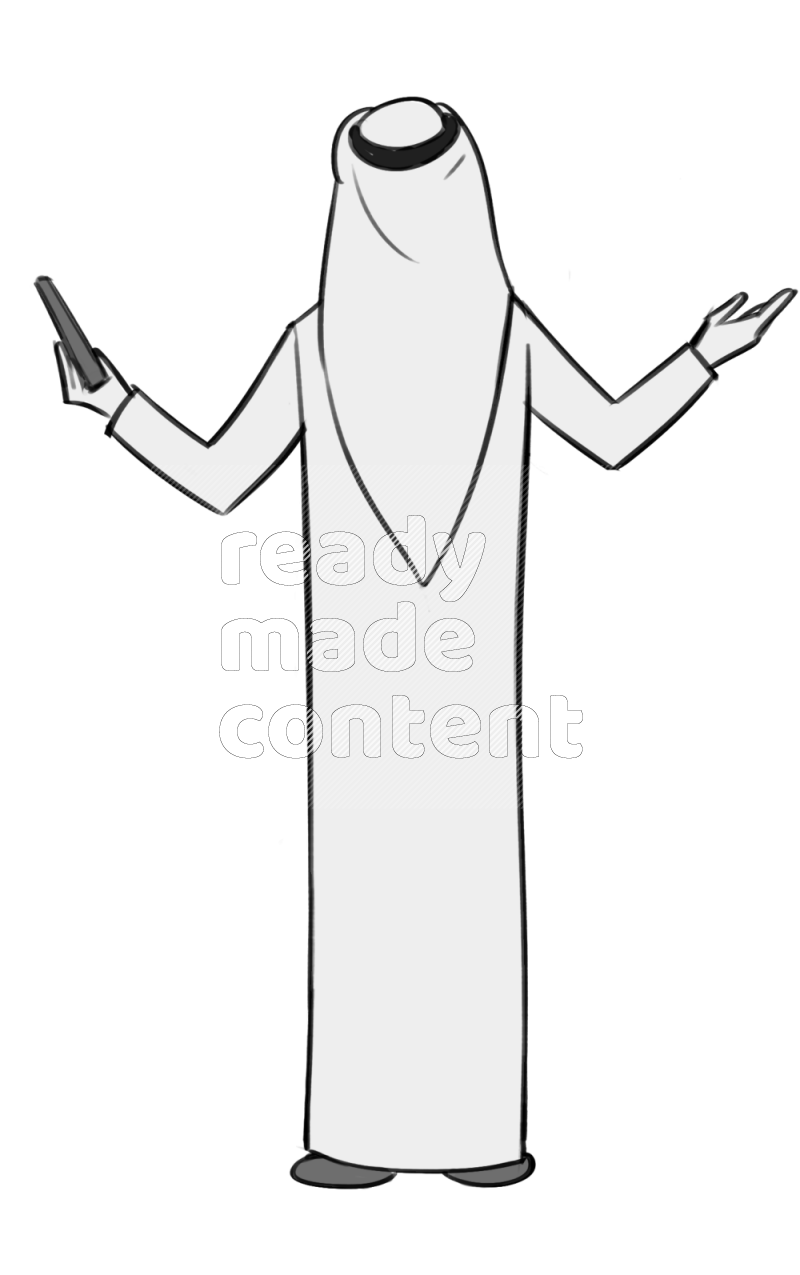 Saudi man holding a book standing different angles eye level