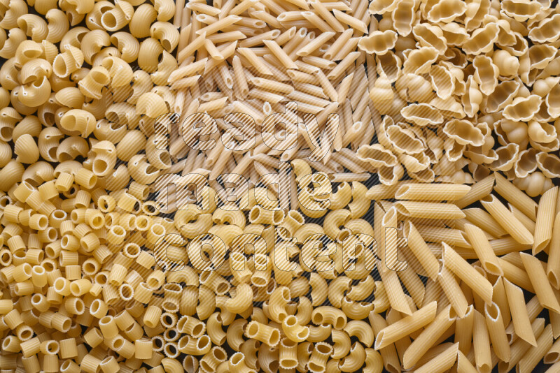 6 types of pasta filling the frame