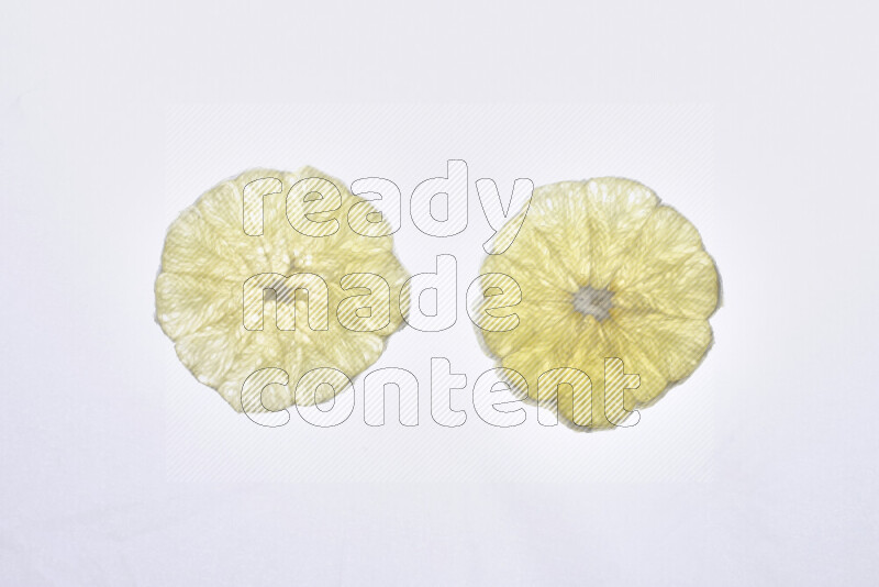 Orange slices on illuminated white background