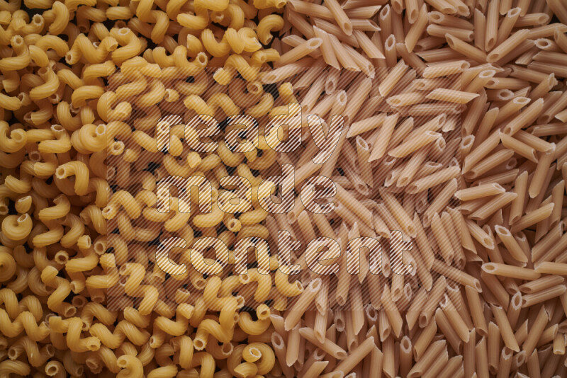 2 types of pasta filling the frame