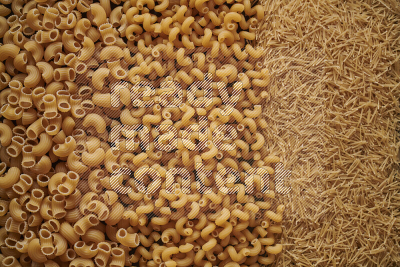 3 types of pasta filling the frame