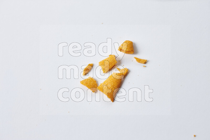 Assorted snacks on white background