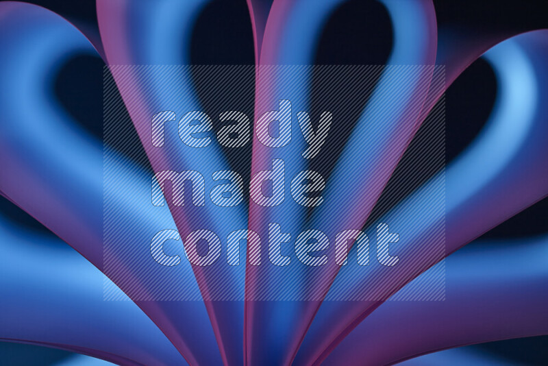 An abstract art piece displaying smooth curves in blue and pink gradients created by colored light