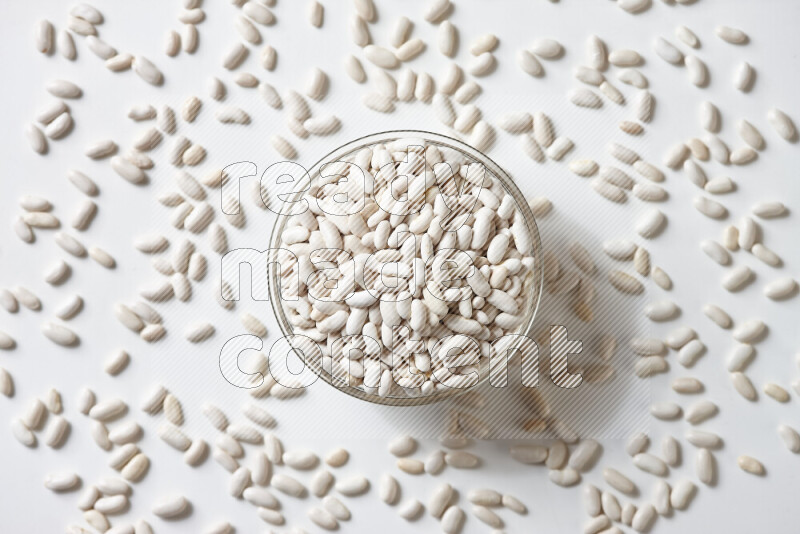 White beans on white background