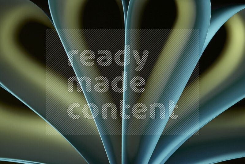 فن تجريدي يعرض منحنيات وتدرجات اللون الأزرق والأخضر مكونه بضوء ملون