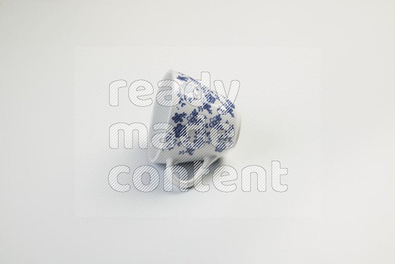 white and blue mug on white background