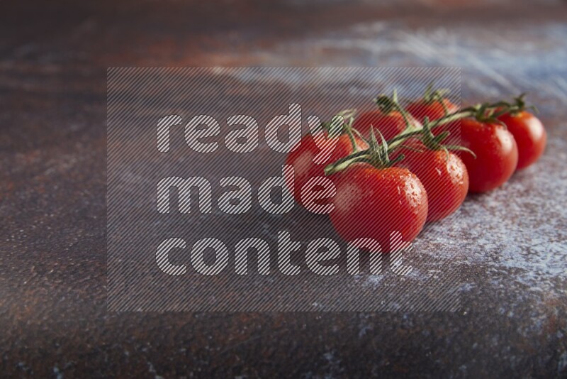 red cherry tomato vein on a reddish rustic metal background 45 degree