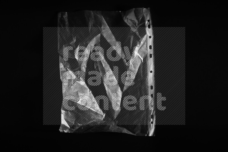 Transparent plastic textures on black background