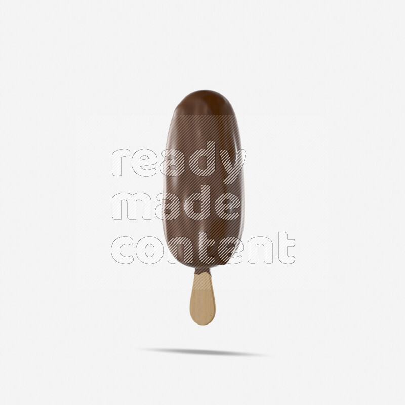 Chocolate ice cream stick mockup isolated on white background 3d rendering
