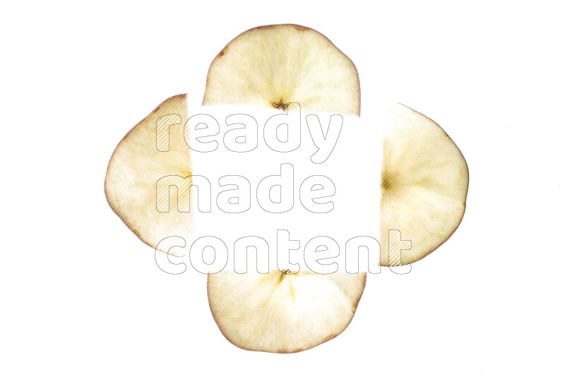 Apple slices on illuminated white background