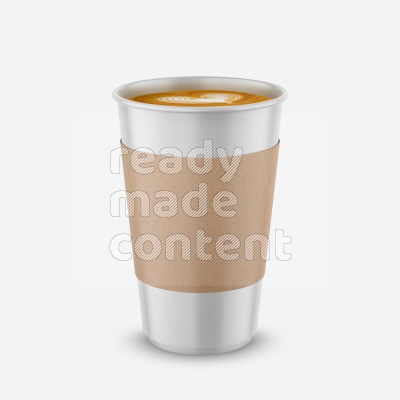Paper hot cup mockup with holder isolated on white background 3d rendering