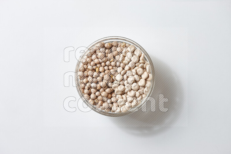 Lupin Beans with chickpeas on white background